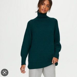 Babaton Forest Green Day Off 100% Alpaca Turtleneck
